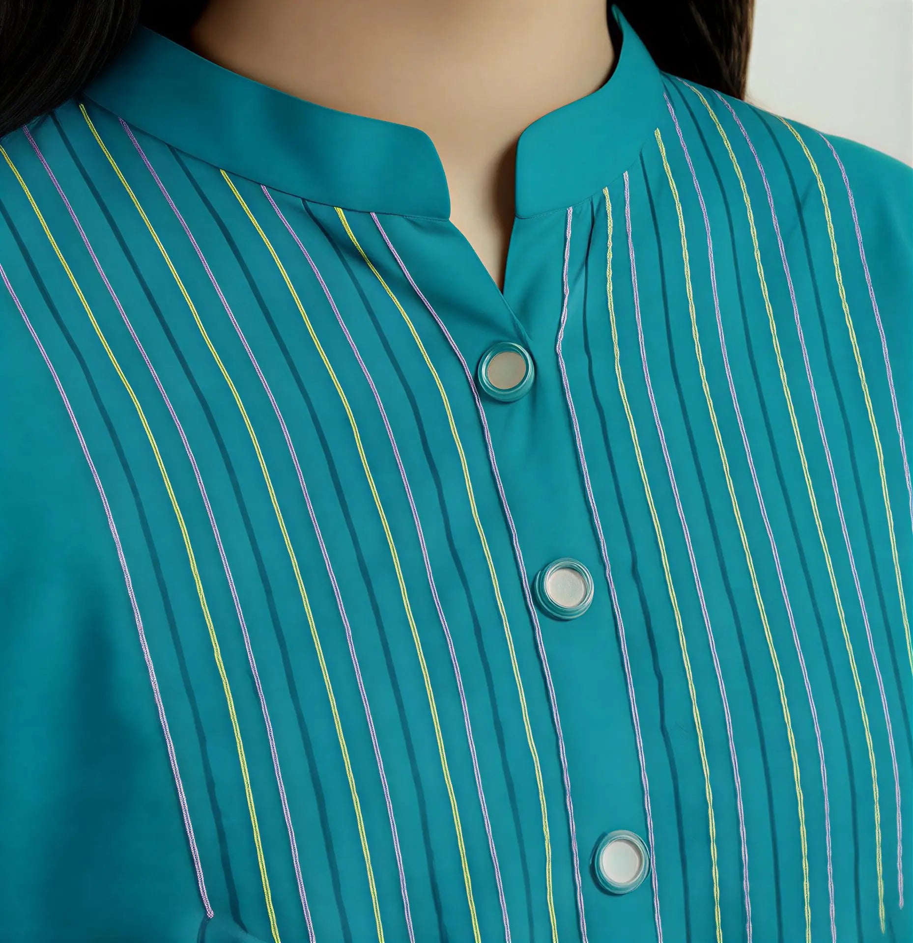 The Teal Horizon Pin-Tuck Co-ord Set