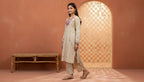Beige Mirror-Embroidered Kurta Set (2‑Piece) TLS