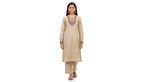 Beige Mirror-Embroidered Kurta Set (2‑Piece) TLS